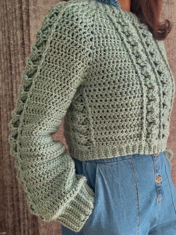 Crochet Raglan Cable Sweater Written Pattern product image (2)