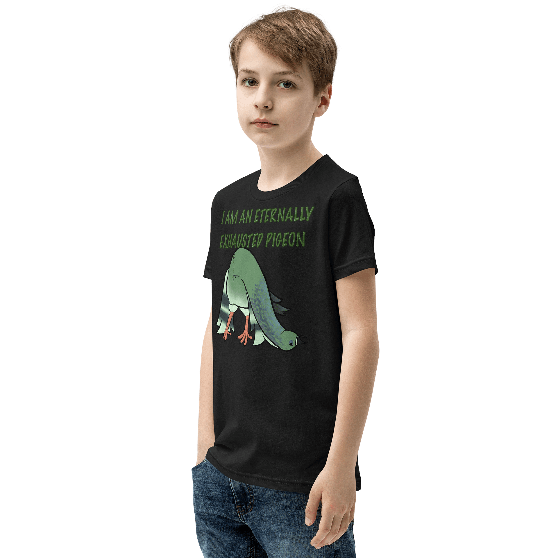 Eternally Exhausted Pigeon Youth Tee product image (9)