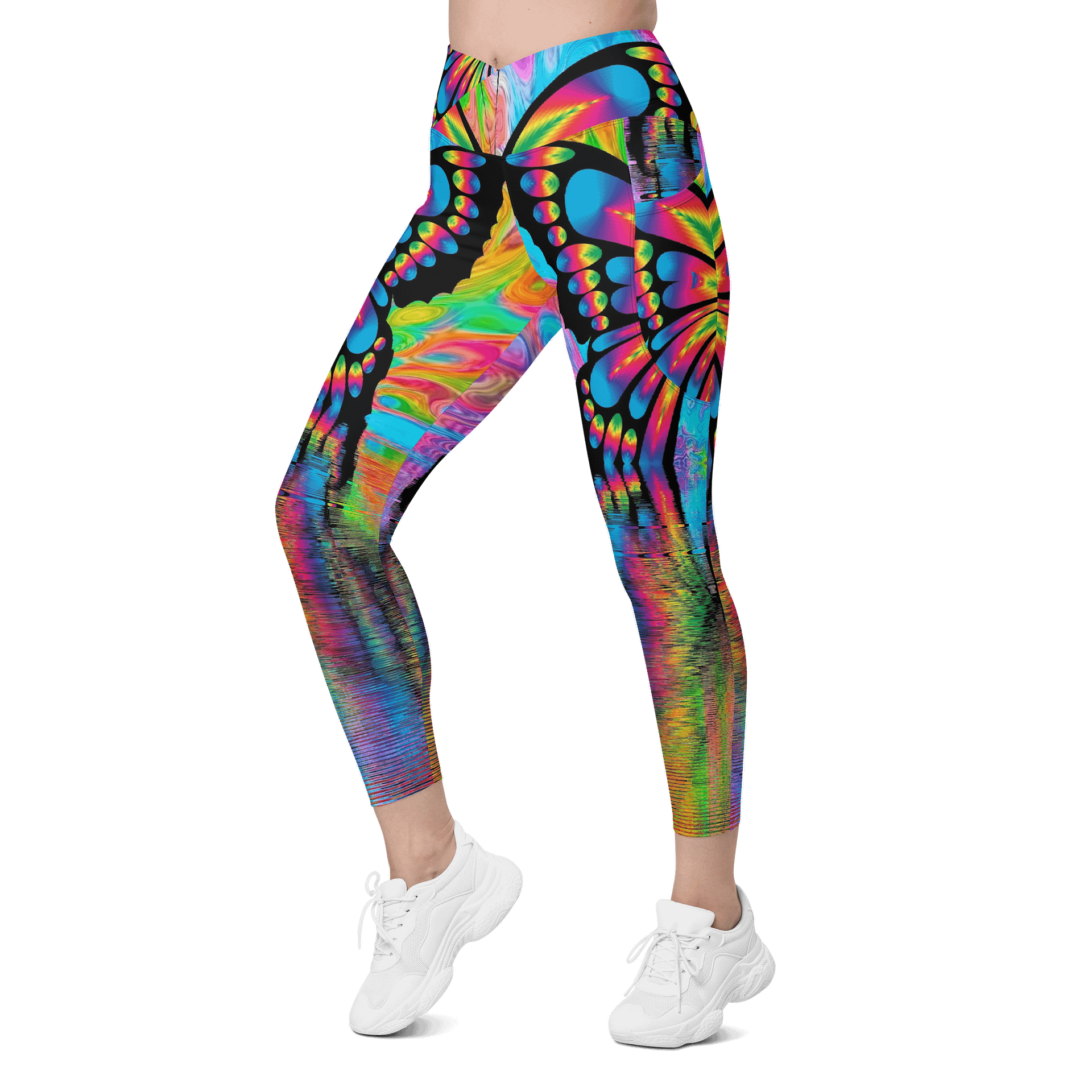 'Butterflies' Crossover Leggings with Pockets product image (6)