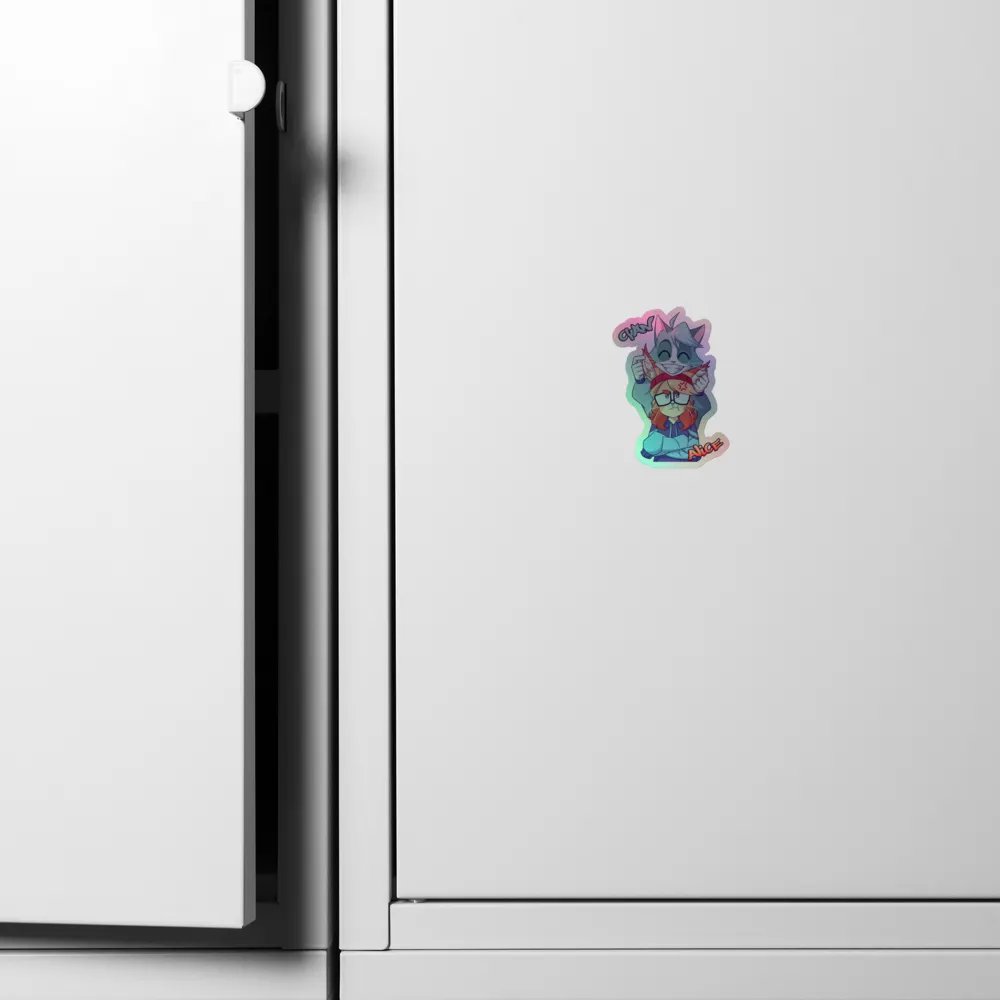 Cyan Teasing Alice's Ears Holographic Sticker product image (4)