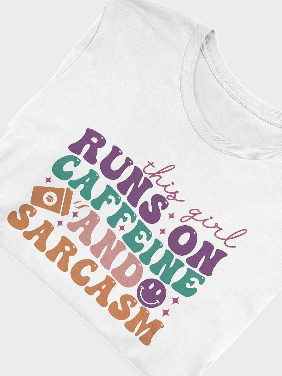 Sarcastic shirt for women, funny smiley meme shirt this girl run on coffee and sarcasm product image (75)