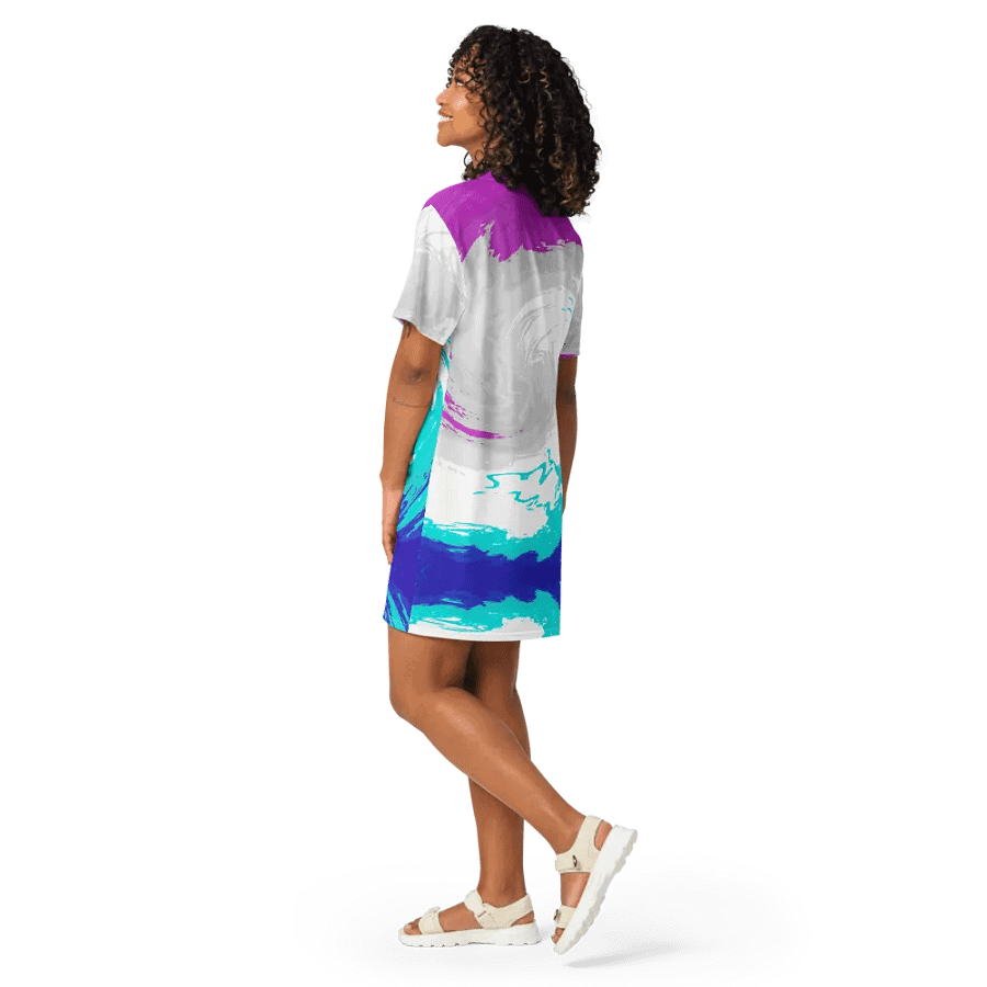 Abstract Vibrant Swirling Melting Forest Ladies T Shirt Dress product image (11)