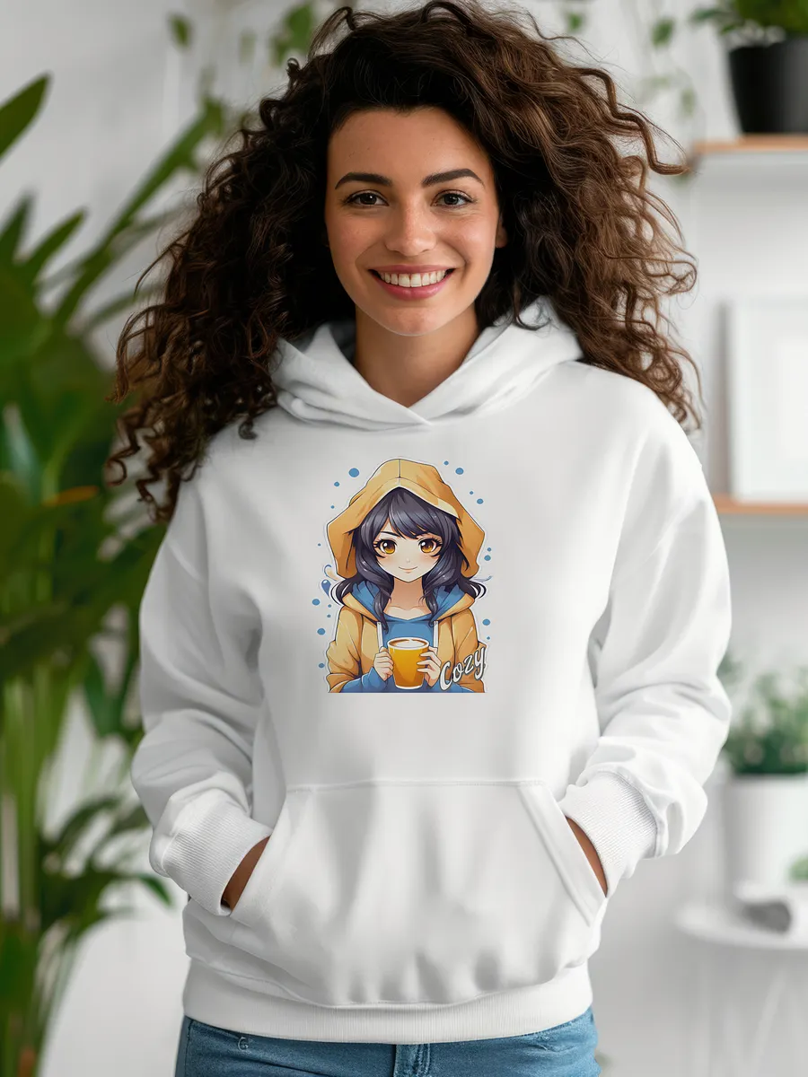 Cozy Kawaii Anime Girl v2 - Gildan Classic Hoodie - Gildan 18500 product image (1)