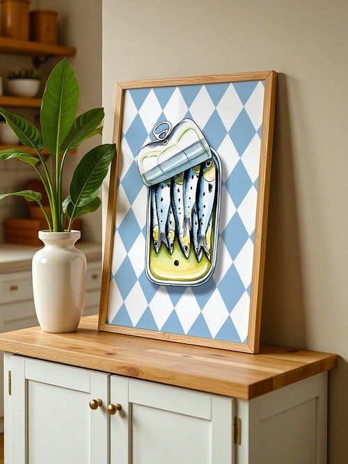 Sardine Wall Art Sardines Art Print Retro Seafood Poster Kitchen Decor product image (2)