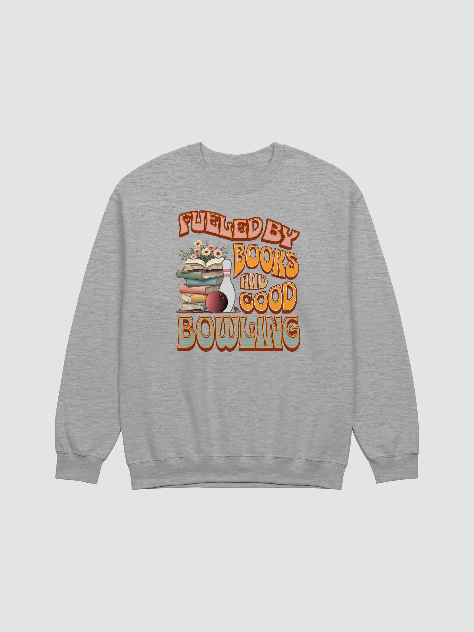 Fueled By Books And Good Bowling Literary Sporty Fusion Crewneck product image (21)