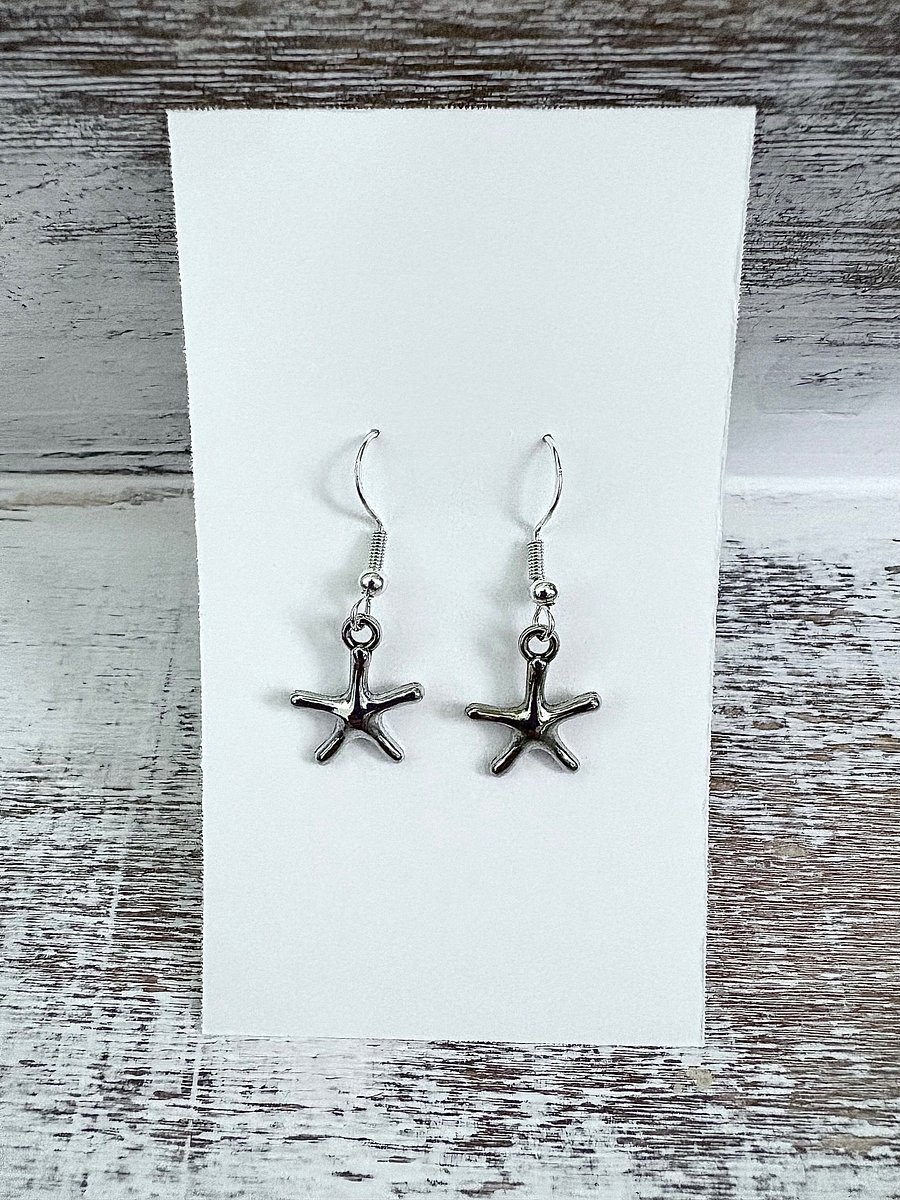 Handmade Silver-Tone Metallic Starfish Earrings | Style 1 | Monique Faella Designs™ | MFD-00118, MFD-00120, MFD-00121 product image (2)