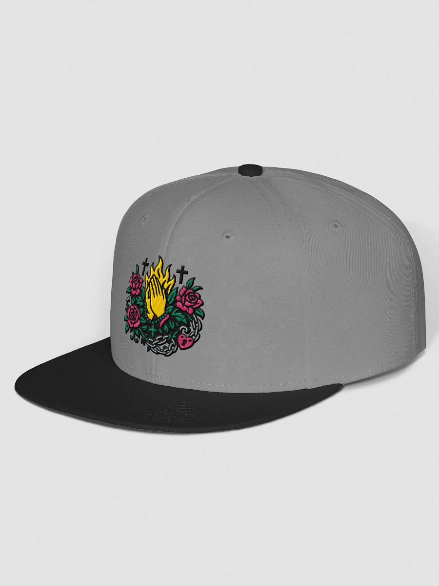 Flame and Rose Praying Hands Snapback Cap product image (74)
