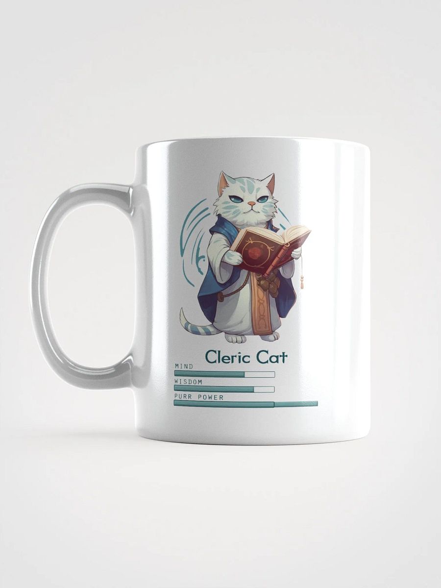 RPG Cleric Cat white ceramic mug 11oz 15oz 20oz for gamers and cat lovers product image (16)