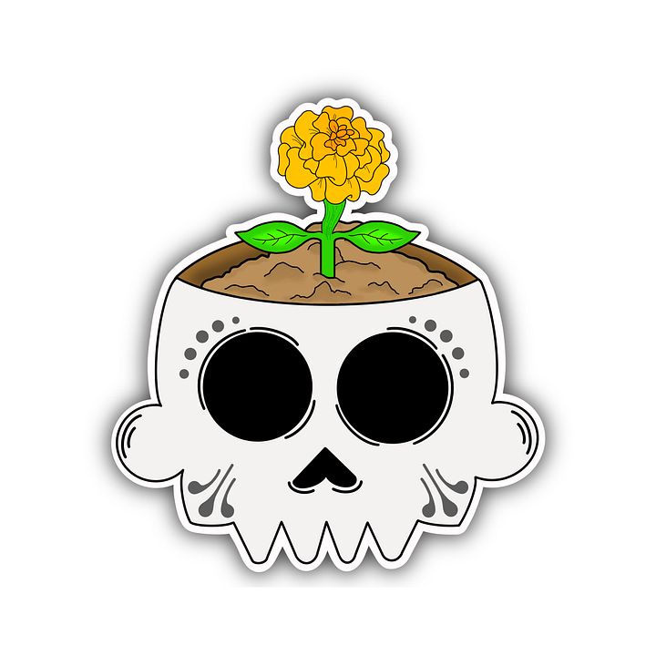 Skull Pot with Marigold sticker product image (1)