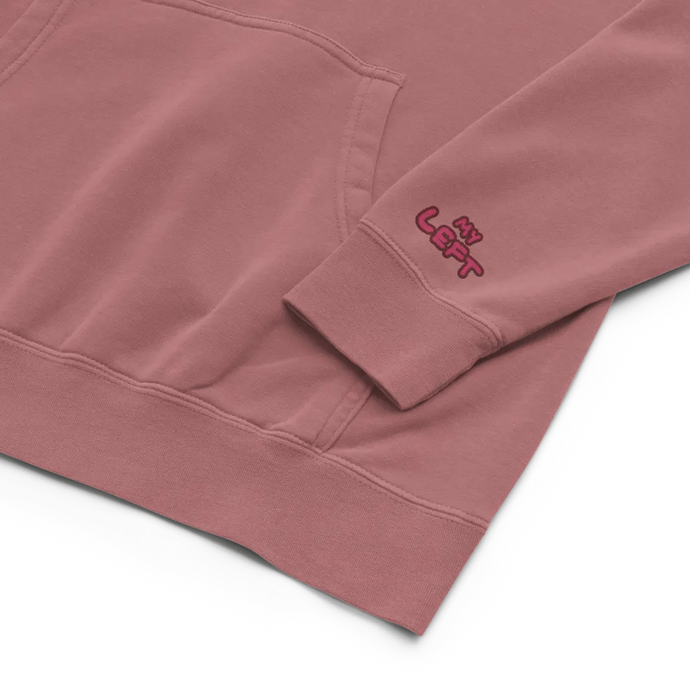 Left and Right embroidered pigment-dyed hoodie (rose design) product image (7)