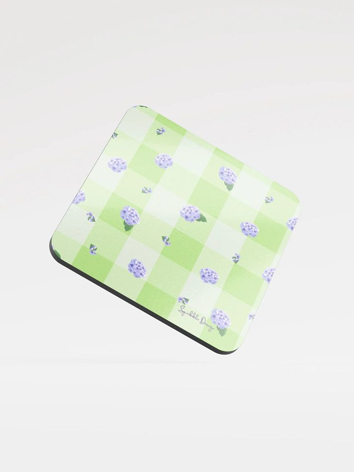 Hydrangeas on Green Gingham Coasters product image (1)