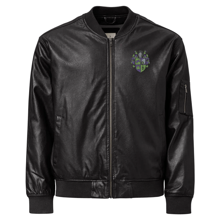 Crest Faux Leather Bomber Jacket (Embroidered) product image (1)