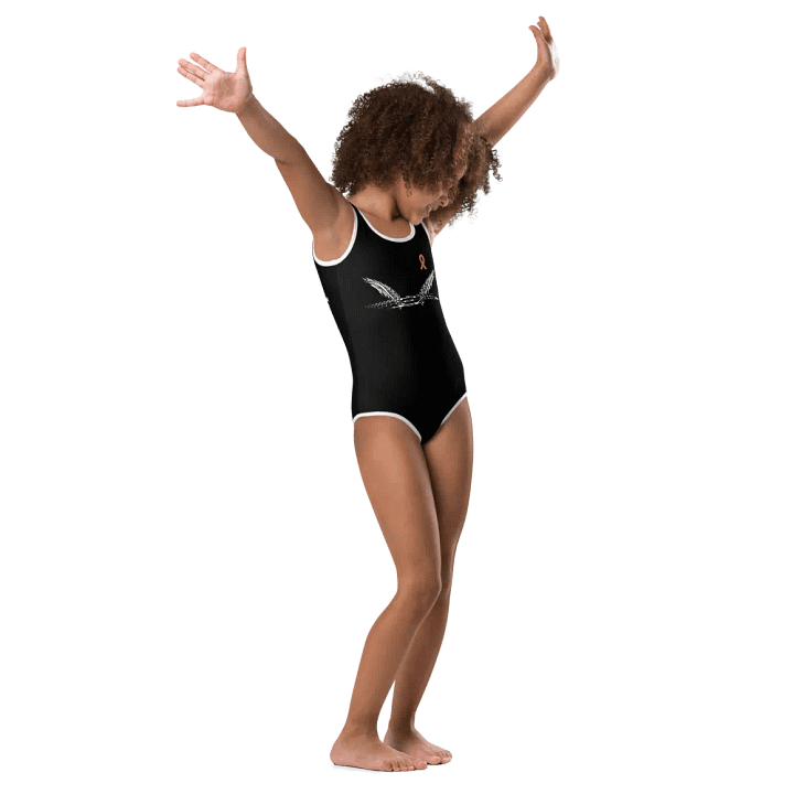 White HApex Gear White Logo Cancer Awareness Orange Ribbon. Black Kids Swimsuit product image (1)