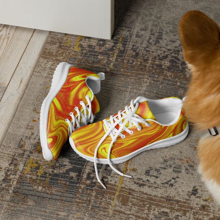 Women's Athletic Shoes - Yellow and Red Digital Fluid Art product image (2)