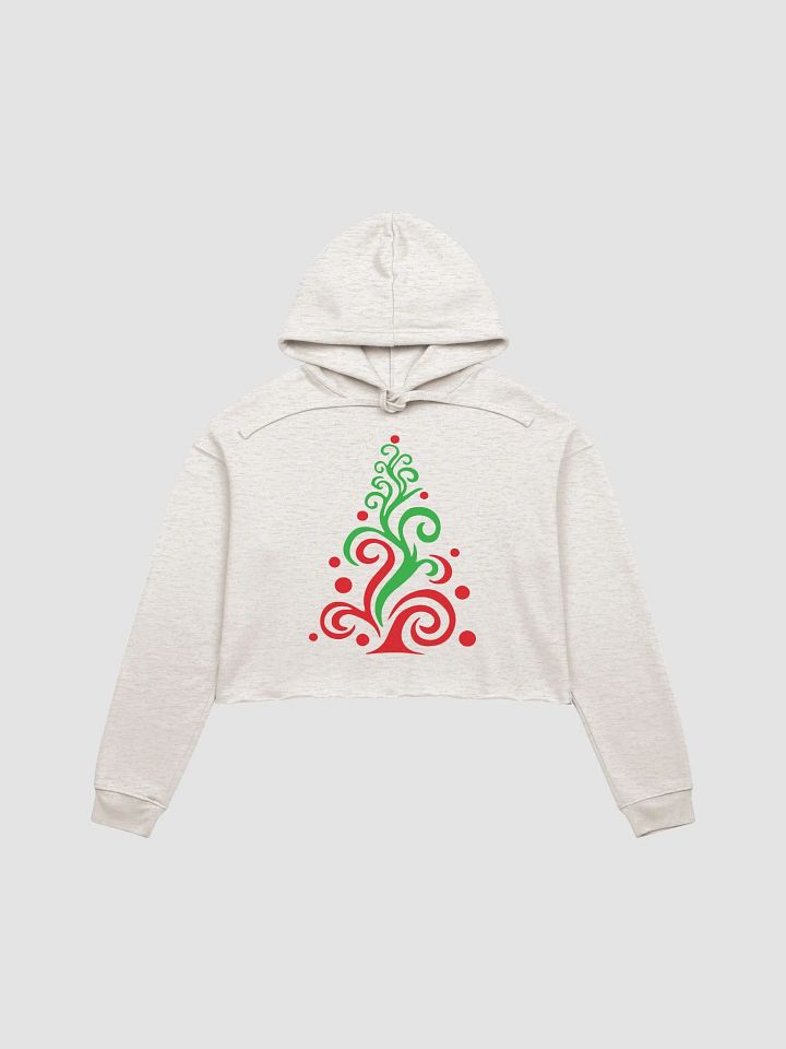 Bella+Canvas Fleece Crop Hoodie Festive Swirls Christmas Tree product image (1)