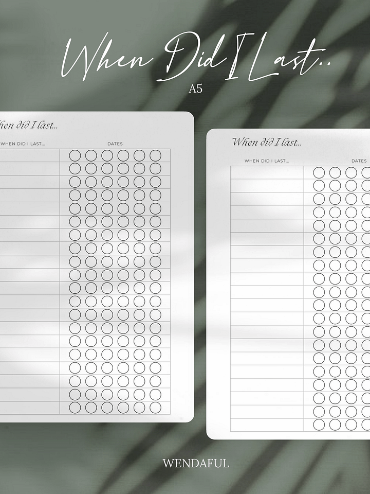 A5 'When Did I Last?' Inserts for Ring-Bound Planners | Track Recurring Tasks & Maintenance product image (1)
