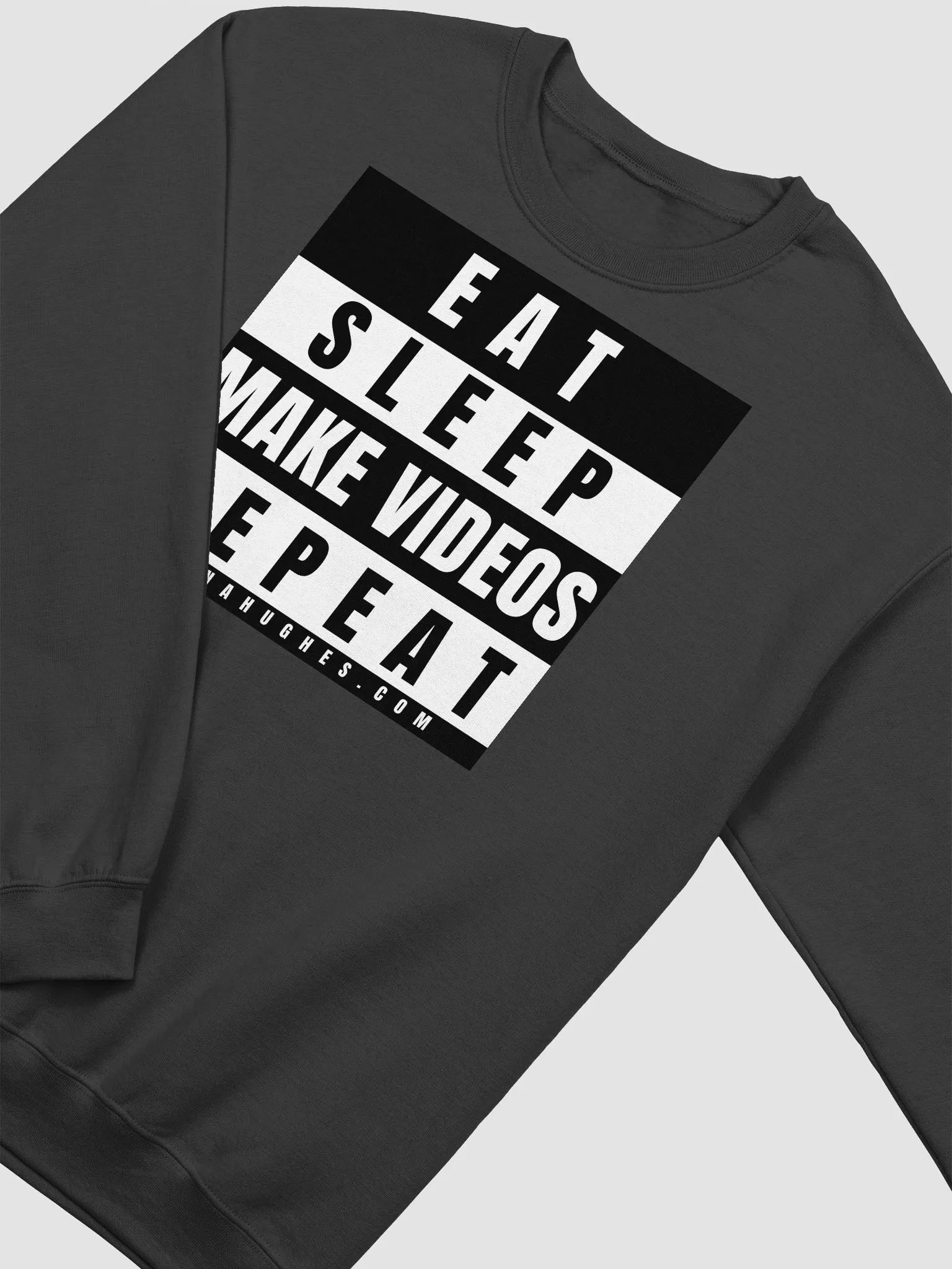 Eat • Sleep • Make Viideos • Repeat • Crewneck Sweatshirt Black product image (2)