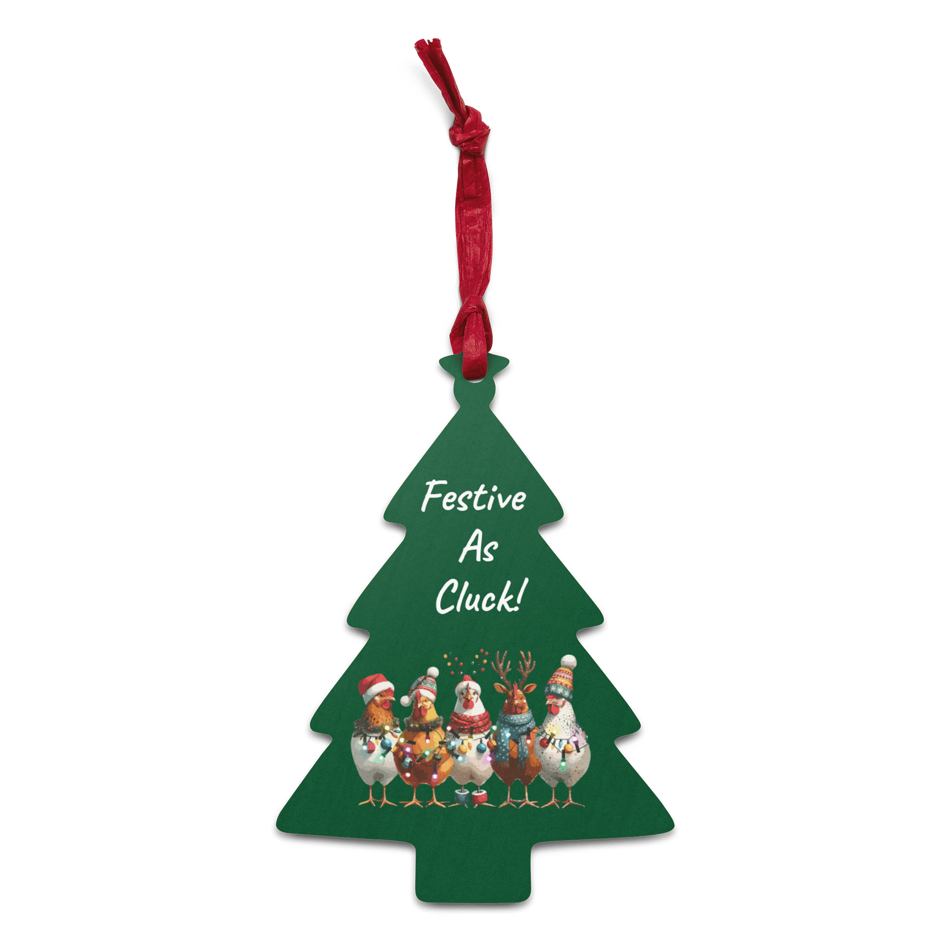 Festive As Cluck Wooden Tree Ornament product image (1)