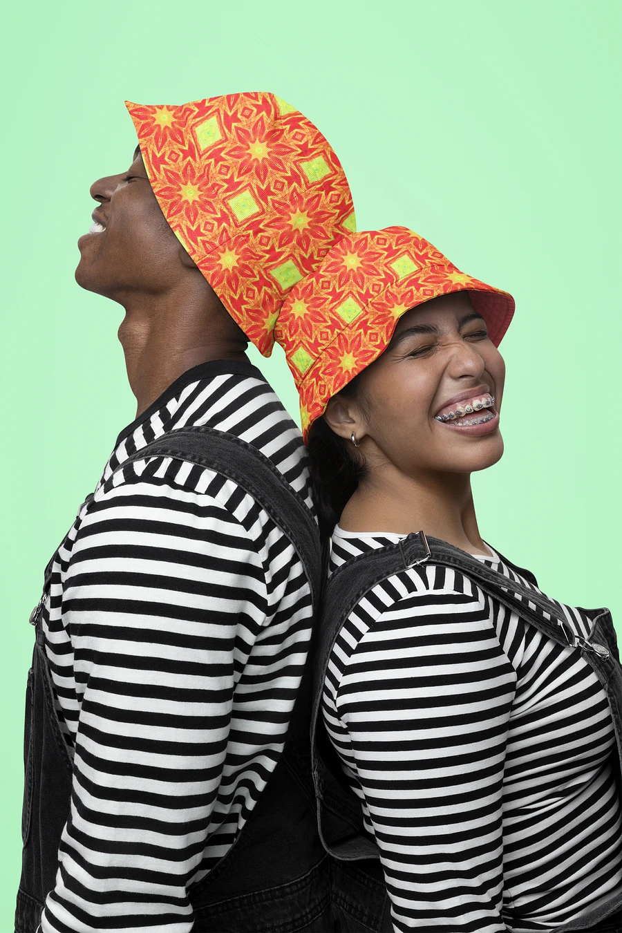 Abstract Repeating Orange Flower Unisex Bucket Hat product image (20)