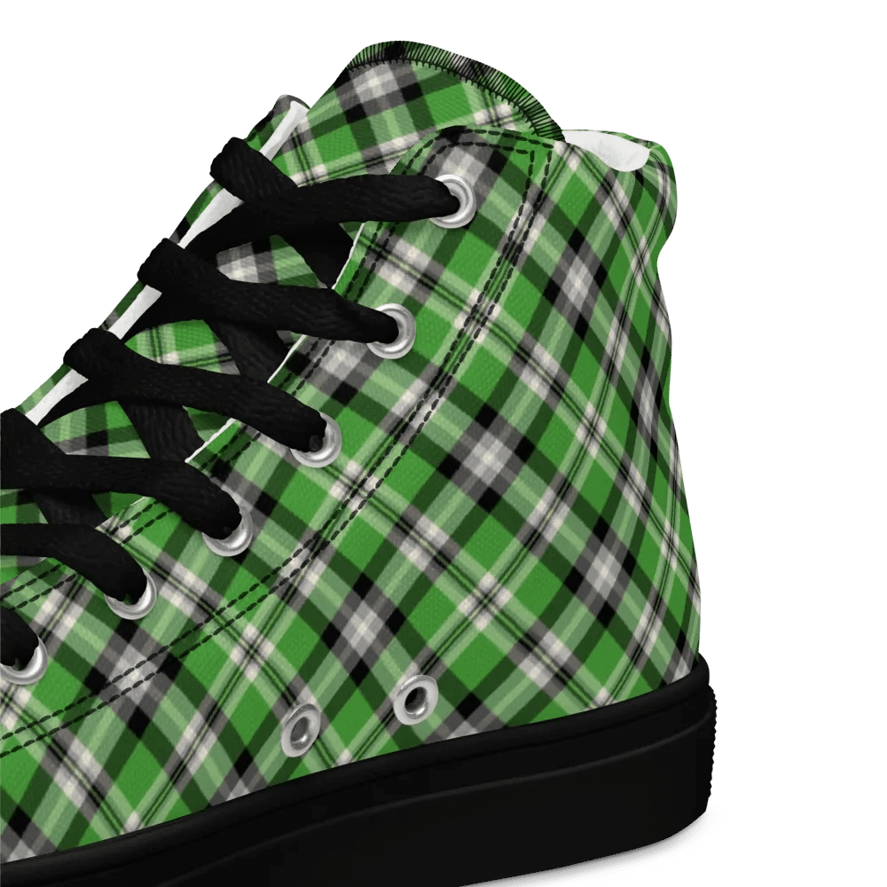 Bright Green Plaid Men's High Top Shoes product image (12)