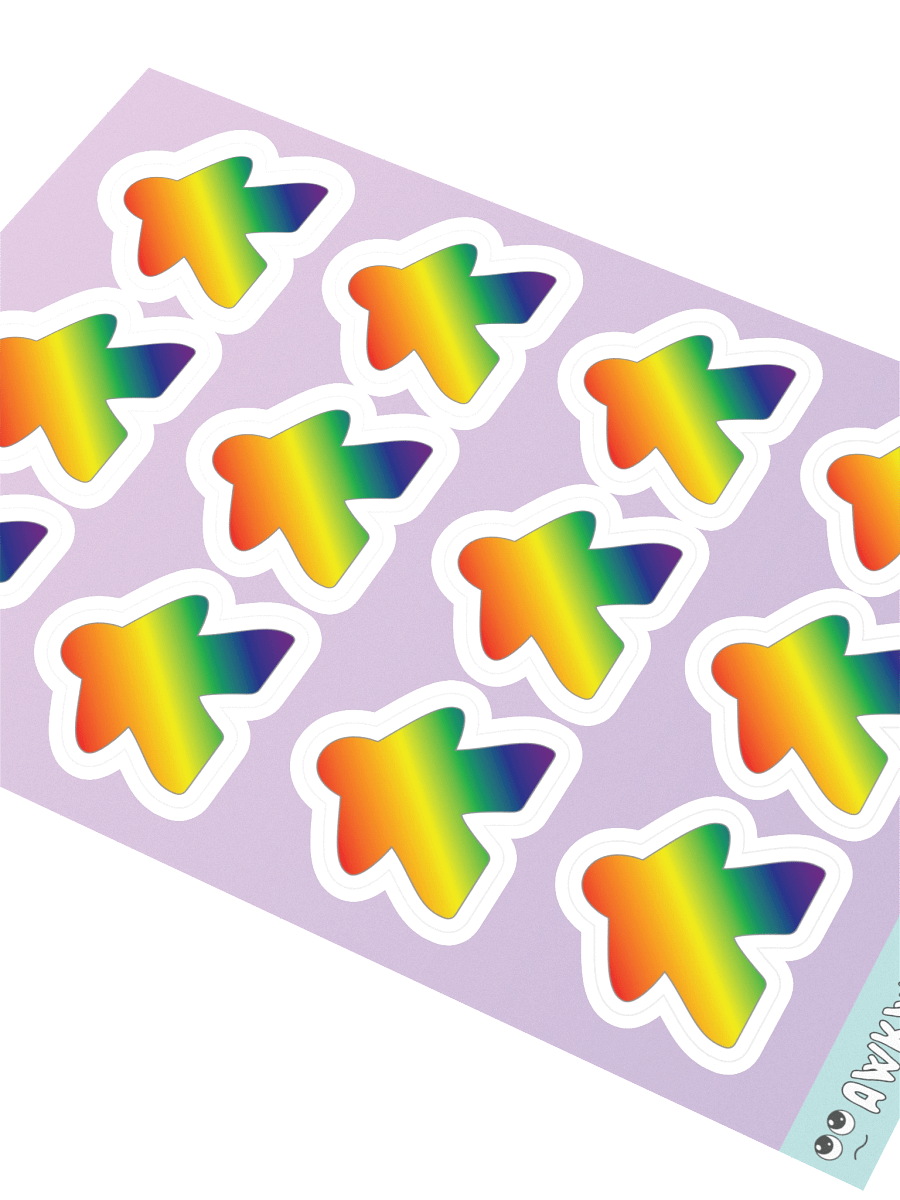 Rainbow Pride Gradient Meeple Sticker Sheet product image (2)