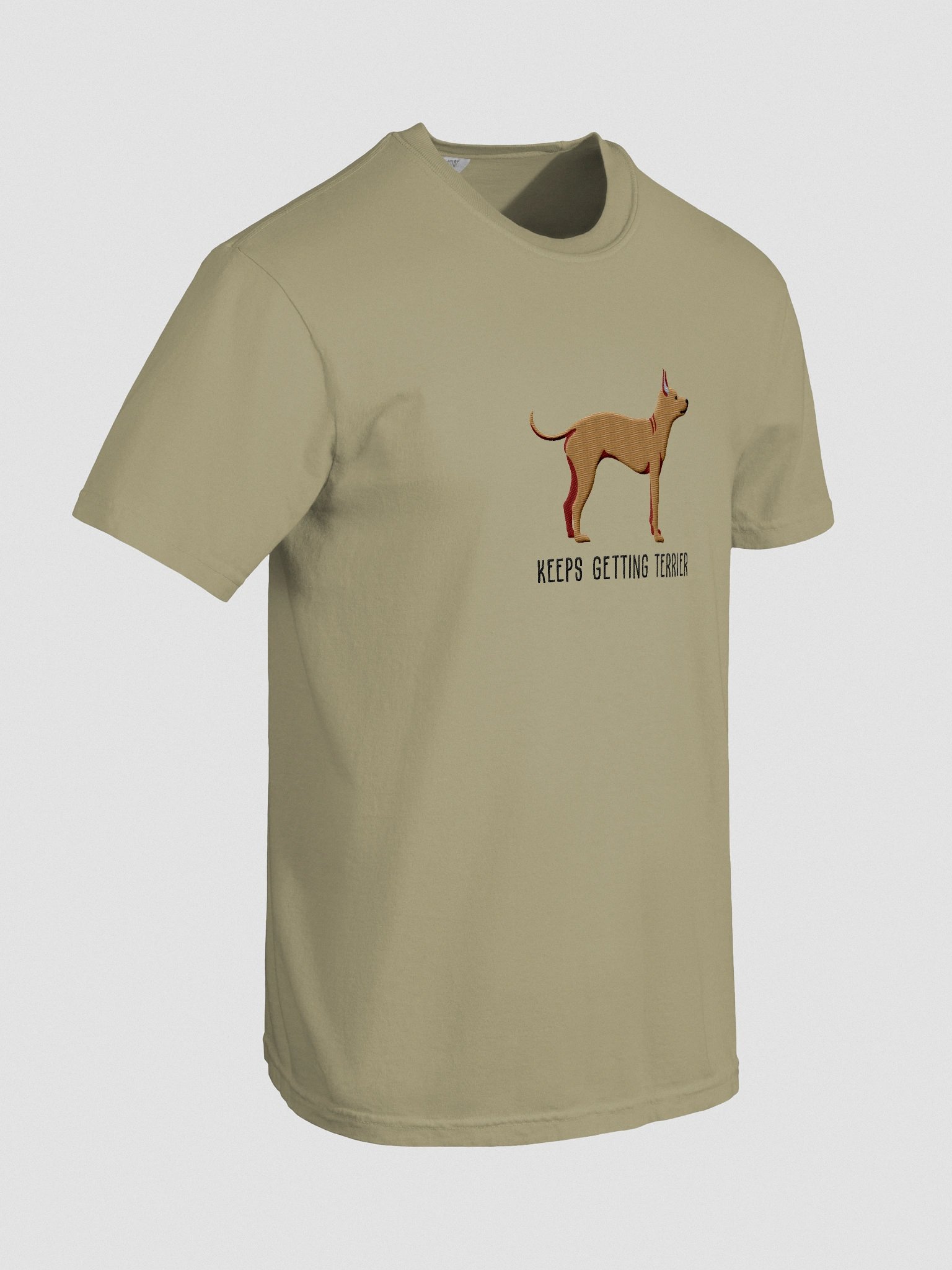 Keeps Getting Terrier T-Shirt(Embroidered) of an American Hairless Terrier(Tan) product image (11)