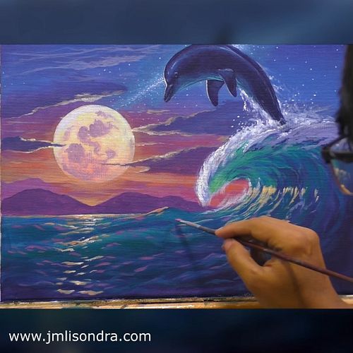 How to paint dolphin in moonlight? #art #painting #acrylic #toGodbethe glory #jmlisondraarts