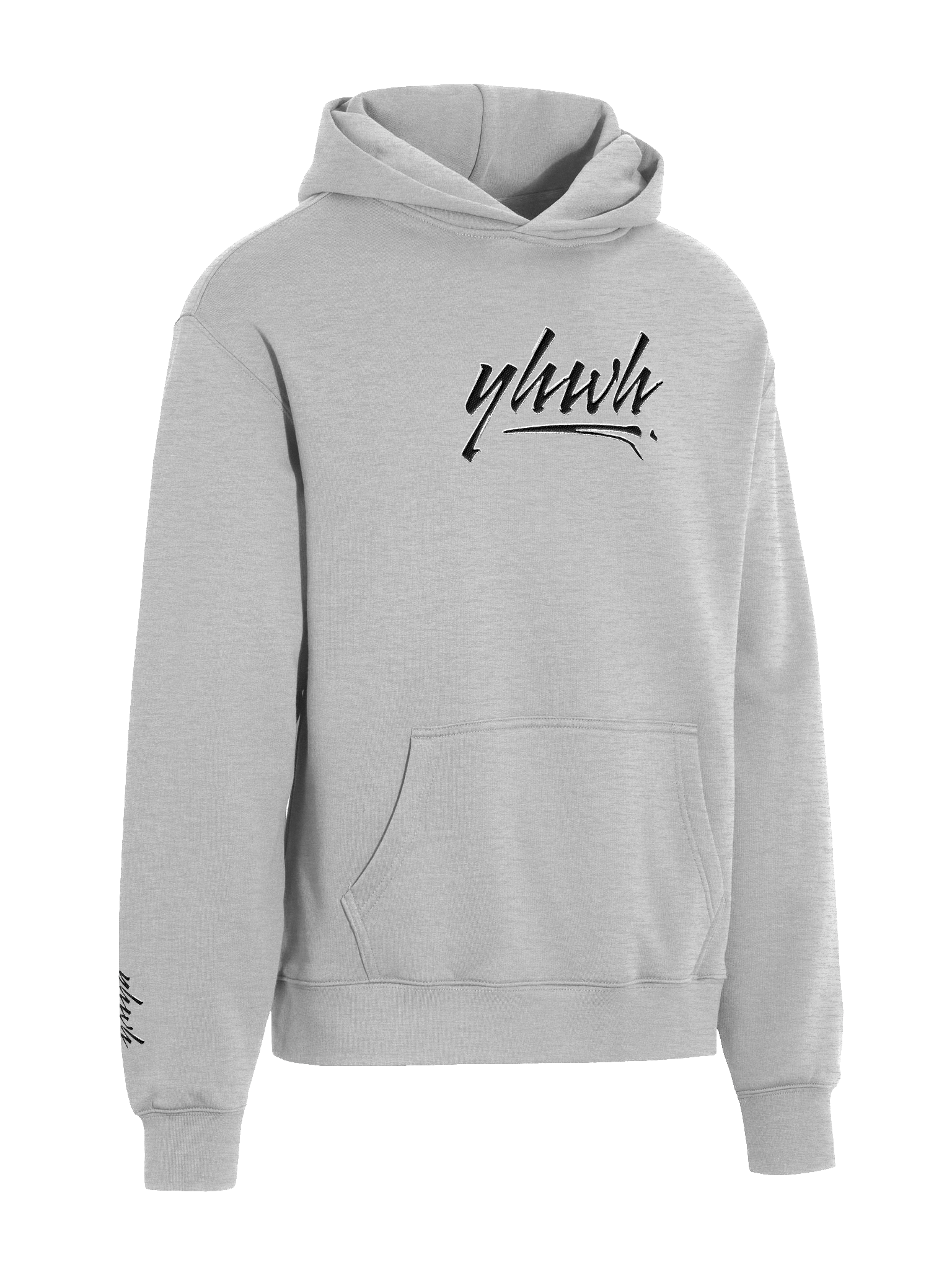 YHWH - PREMIUM OVERSIZED Embroidered Hoodie Black on Grey product image (3)