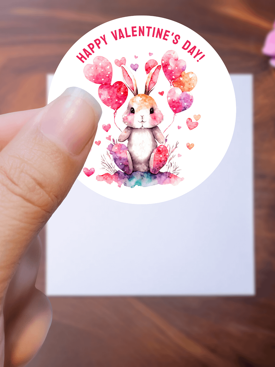 Happy Valentine's Day Bunny with Heart Balloons product image (1)