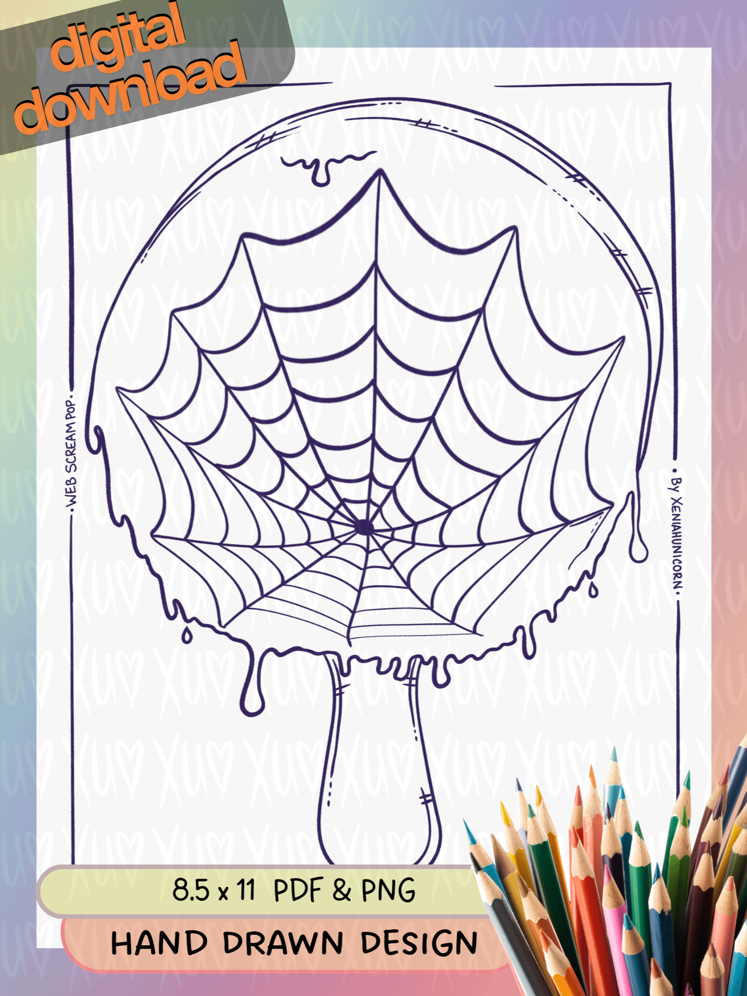Web Scream Pop – Summerween Scream – Spooky-Sweet Coloring Page product image (1)