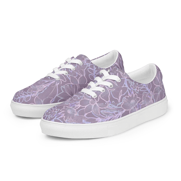 Line art Lilac and Pink Floral/Women's Lace-Up Canvas Shoes by Allcolor product image (2)