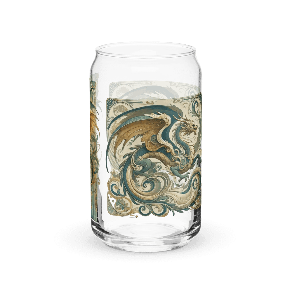 Art Nouveau Dragon Can-Shaped Glass Cup – Unique, Artistic Drinkware product image (7)