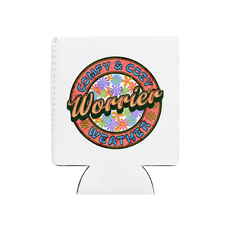 Worrier Comfy And Cozy Weather Retro Floral Coozie Can Cooler product image (1)