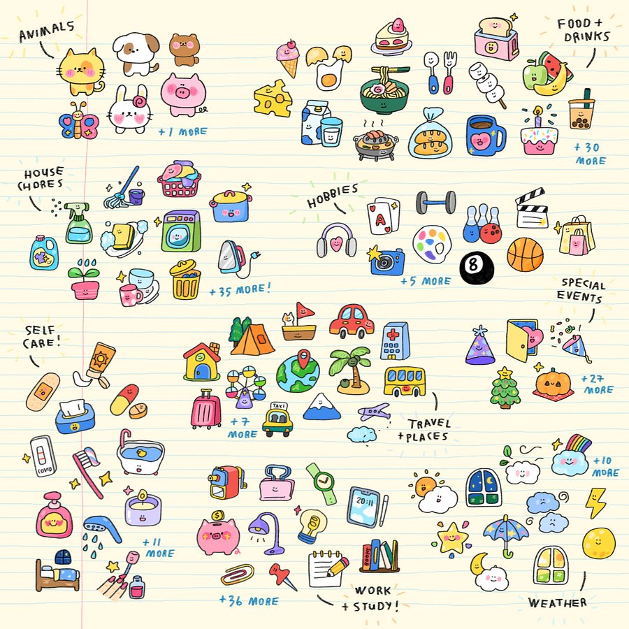 IXLOGO | 256 pcs digital everyday stickers for planner and journals product image (3)