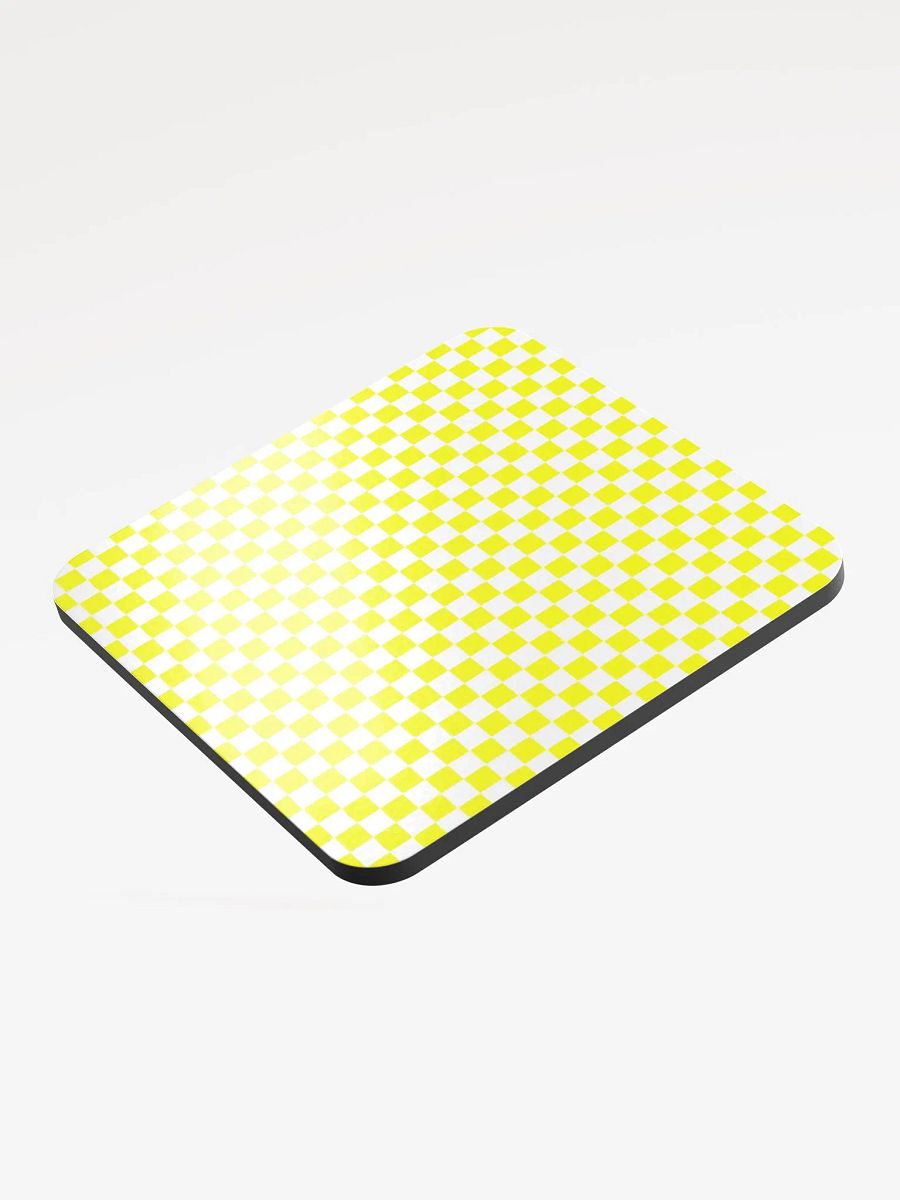 Checkers! Neon Yellow and White Checkered Cork Coaster product image (3)