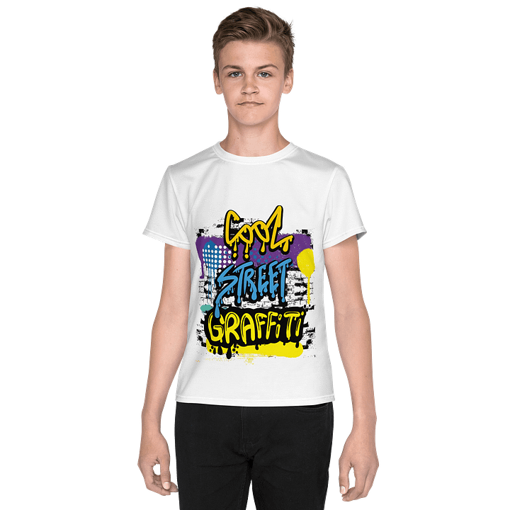 Kids Youth Crew Neck T-Shirt Cool Graffiti All-Over Print product image (1)