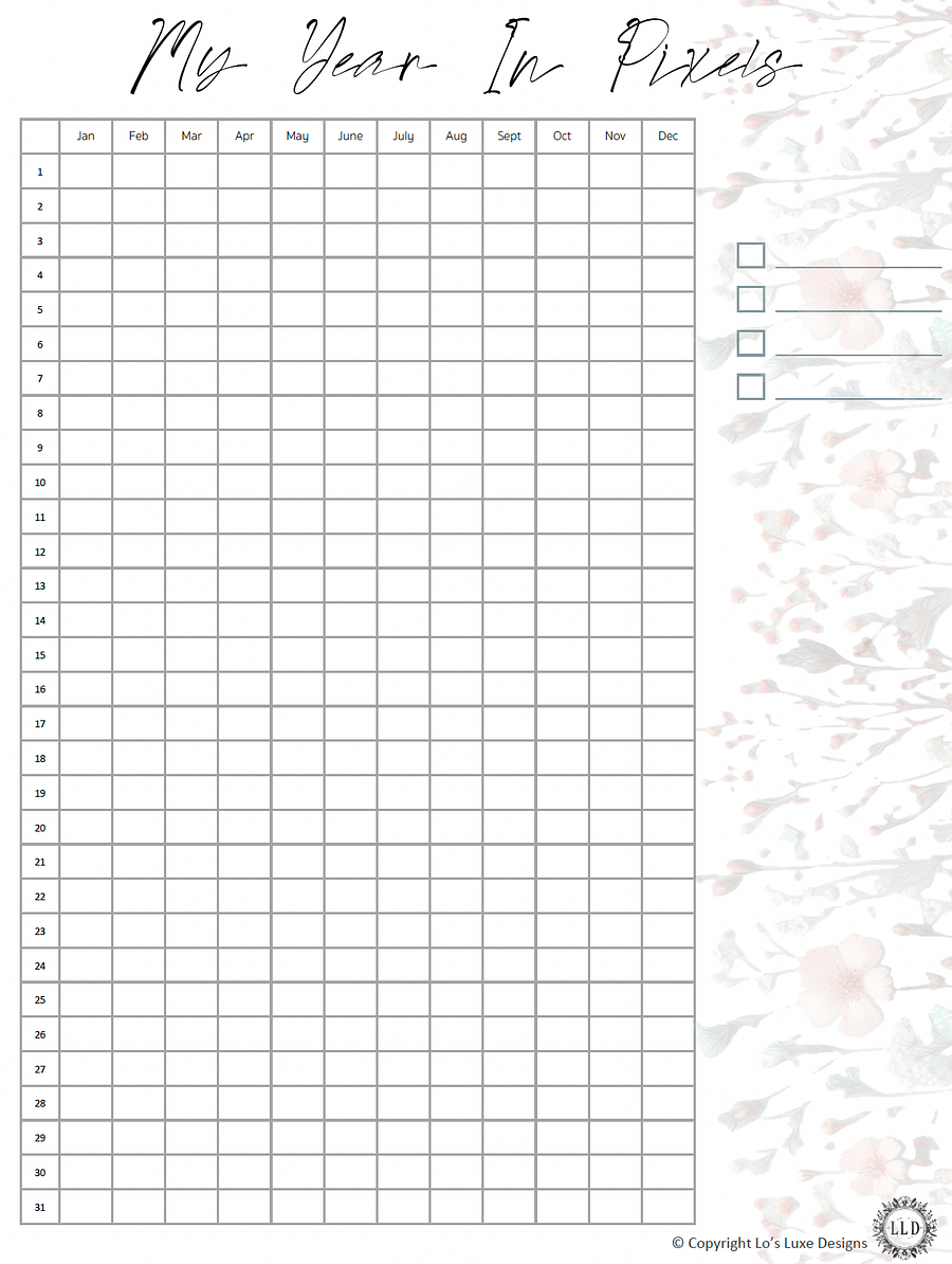 Yearly Habit Tracker - Wildflower - 8.5x11 Printable product image (1)