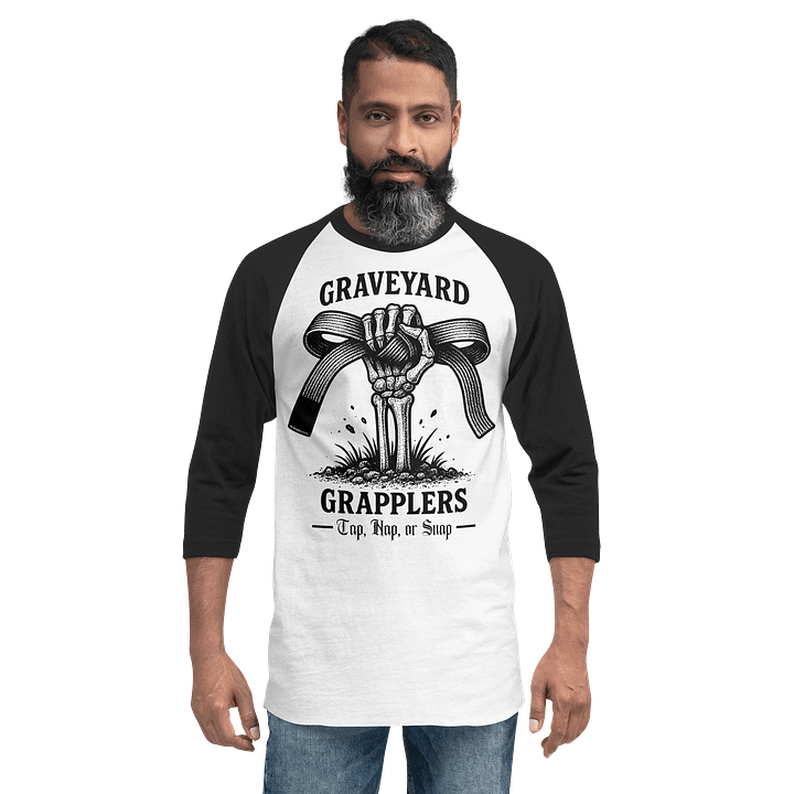 Graveyard Grapplers Raglan | White/Black product image (2)