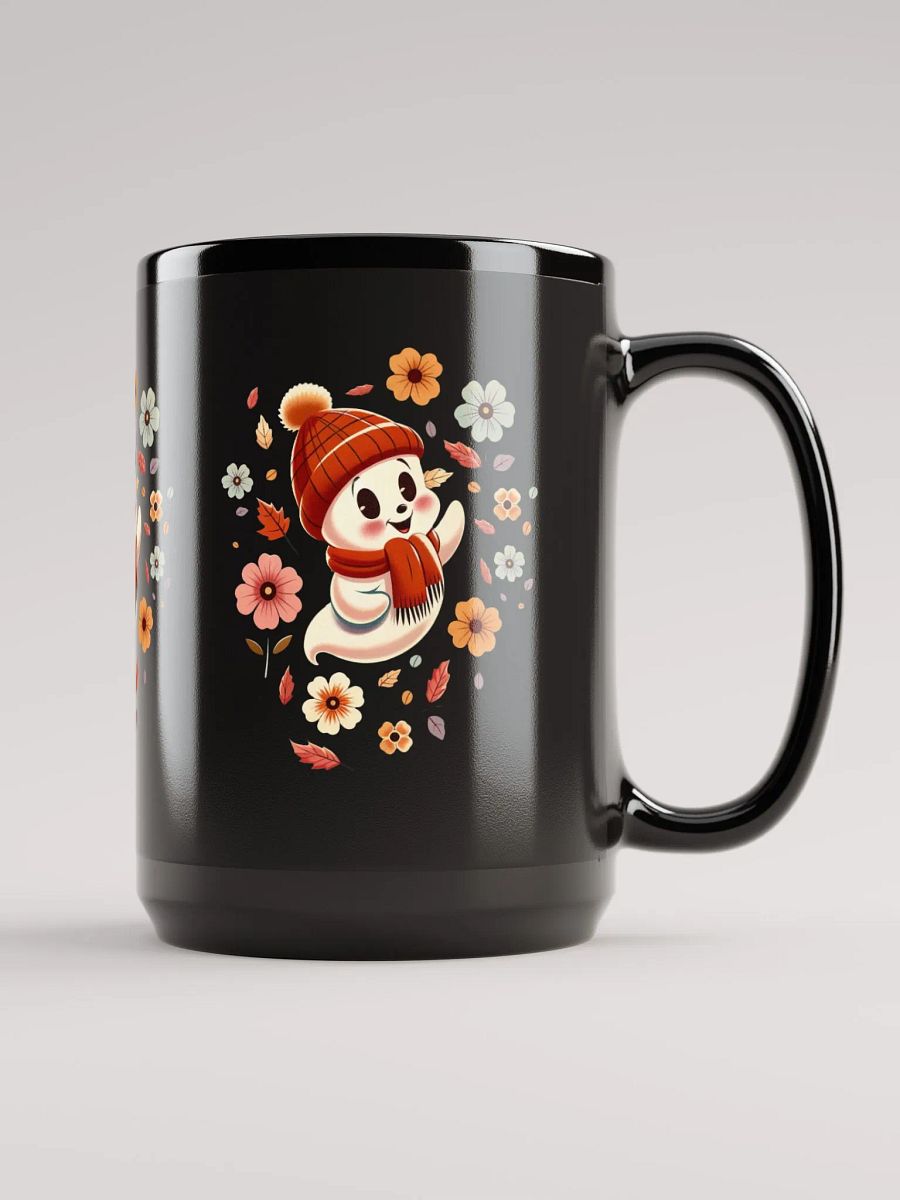 Ghost in a Hat Floral Coffee Cup - 15 oz Black Mug product image (1)