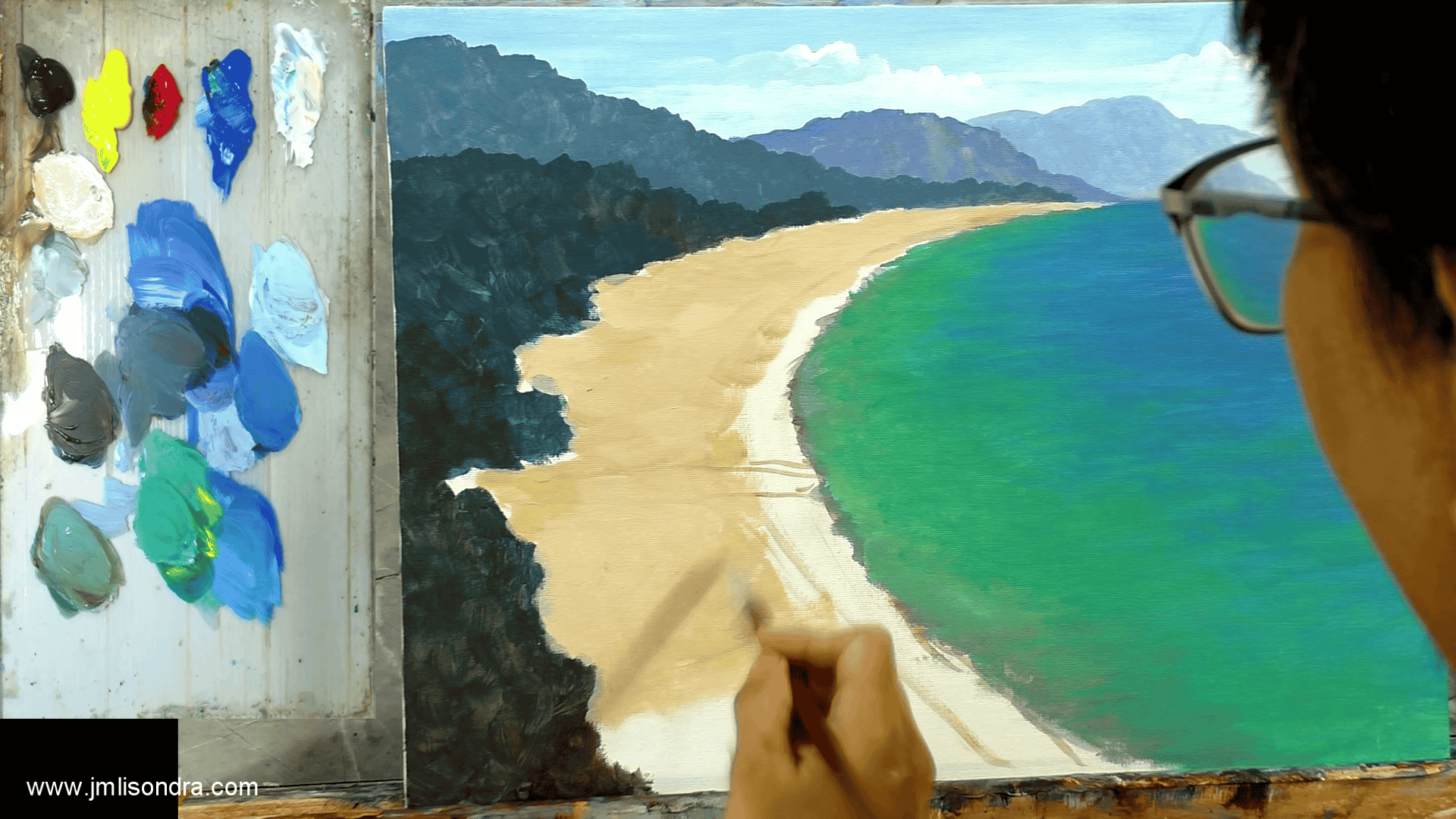 DOWNLOADABLE Acrylic Painting Tutorial - Aerial View of Beach product image (5)