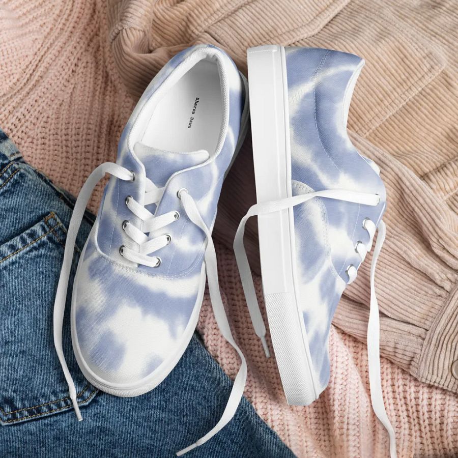 Ripple Blue Tie-Dye Men's Lace-Up Canvas Shoes product image (2)