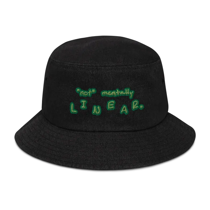 *not* mentally linear (moss) denim bucket hat product image (1)