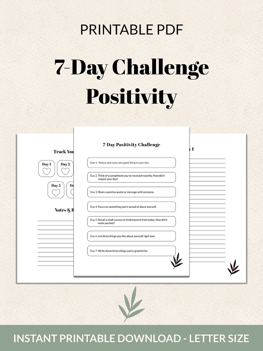 7-Day Positivity Challenge Printable product image (2)