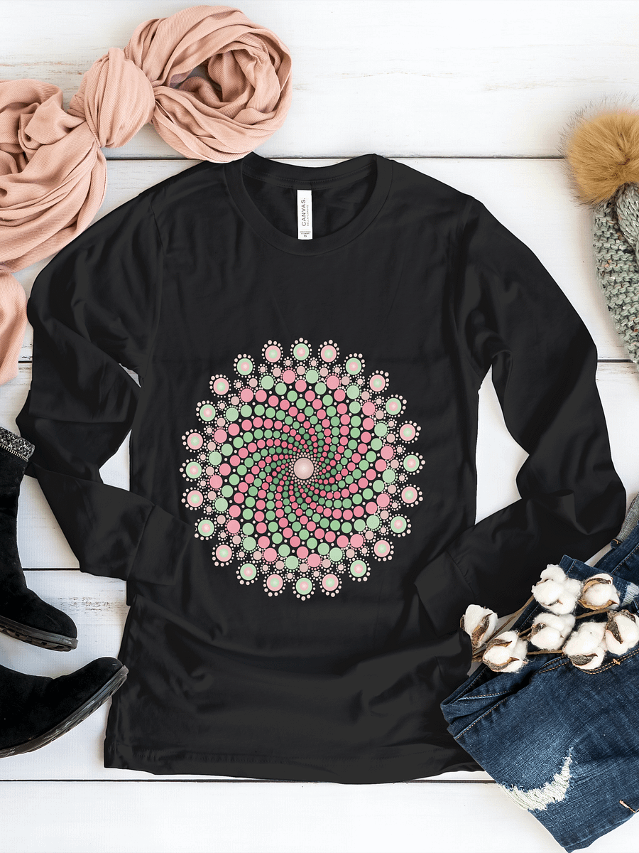 Green and Pink Mandala Women's Long Sleeve T-Shirt product image (1)