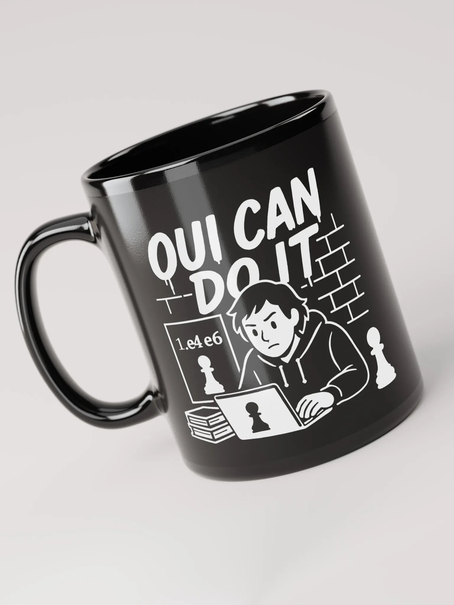 Oui Can Do It - Black Glossy Mug product image (5)