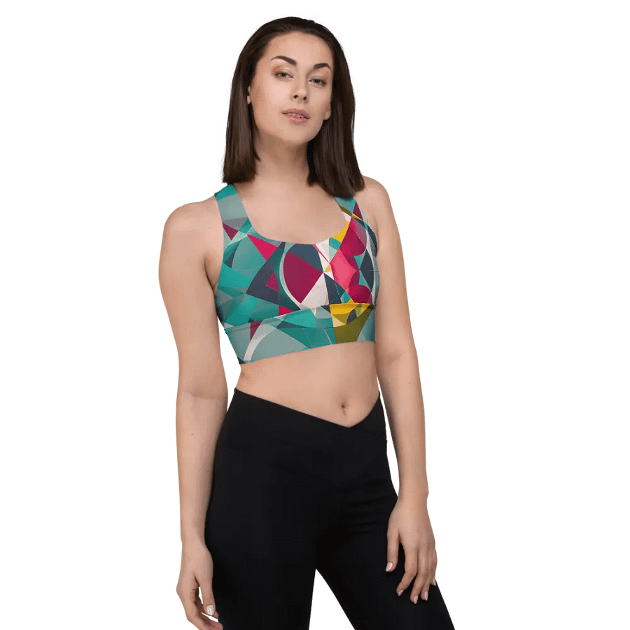 Abstract Lithographic Pattern Design Longline Sports Bra - V9 product image (12)