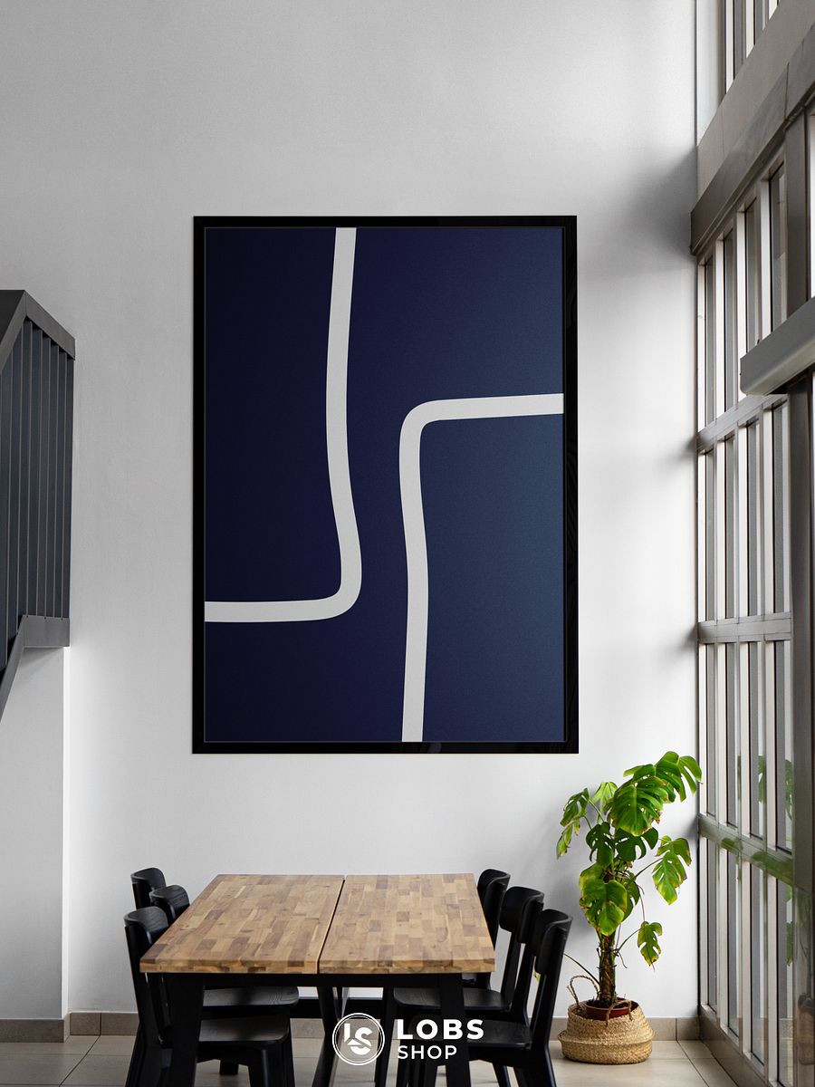 Modern Professionalism Minimalist Lines Printable Wall Art Poster (Navy Blue) product image (4)