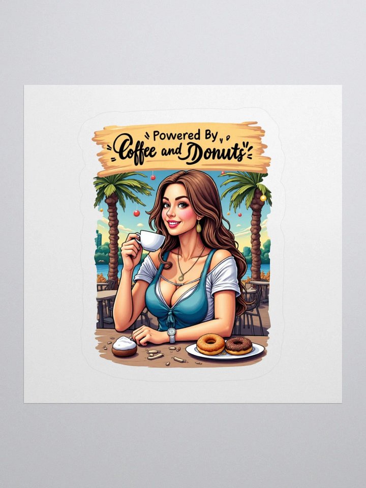 Powered By Coffee and Donuts Kiss Cut Stickers product image (1)