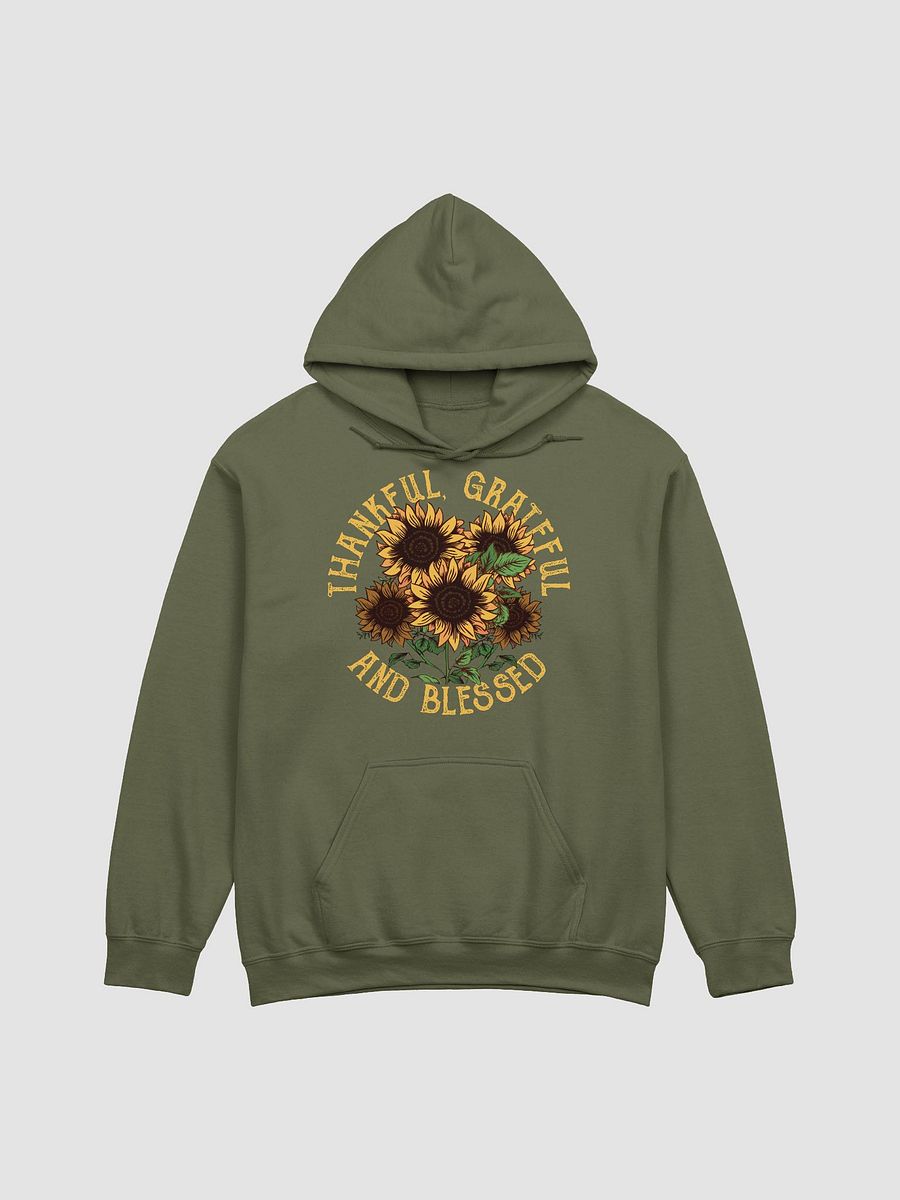 Thankful, Grateful, and Blessed Sunflower Hooded Sweatshirt | Motivational Fall and Thanksgiving Hoodie Design product image (29)