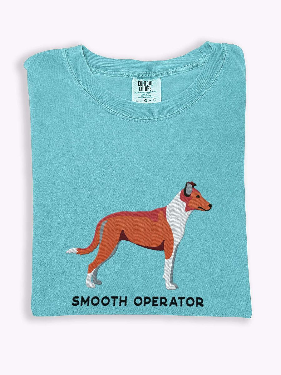 Smooth Operator T-Shirt(Embroidered) of a Smooth Collie(Red) product image (1)